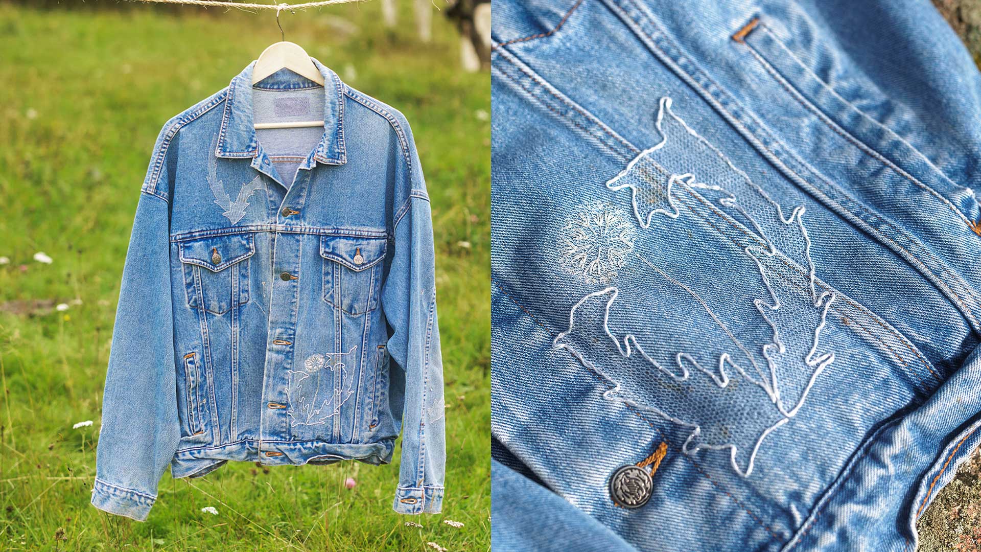 Jeansjacka med maskrosor