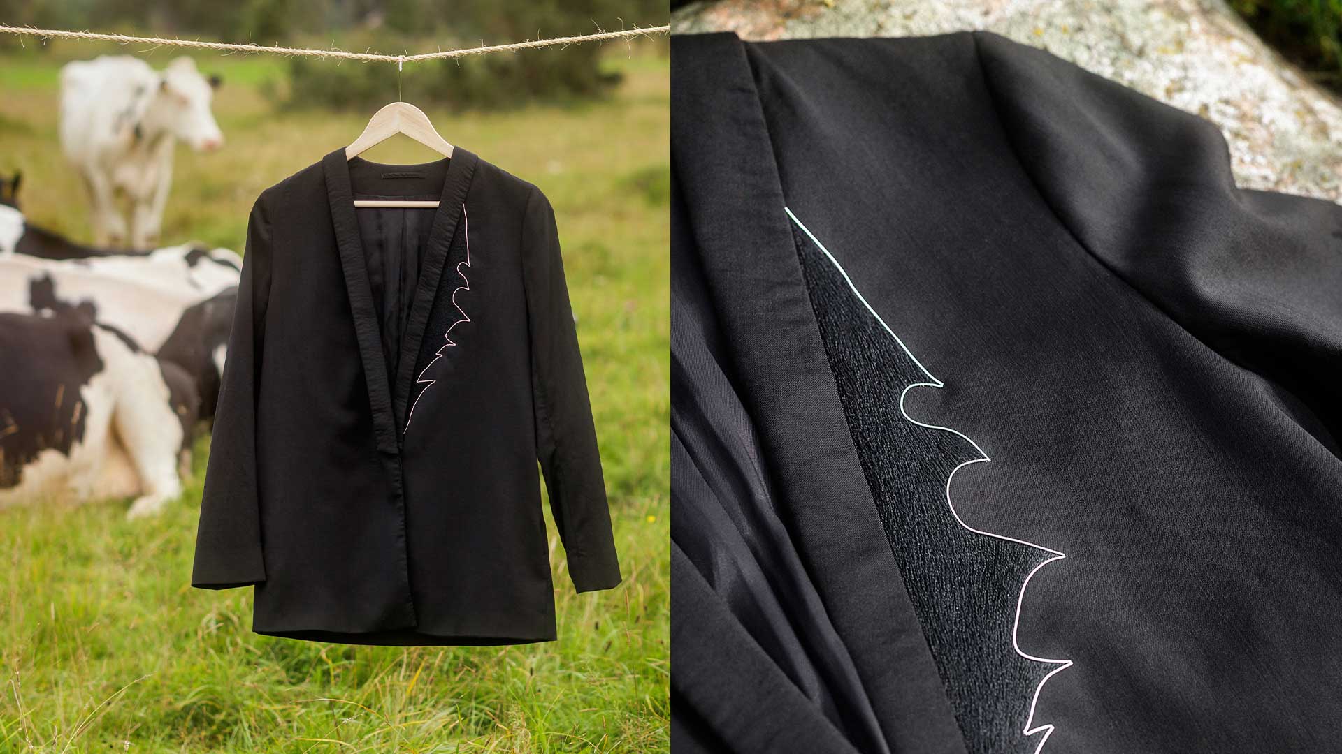 Svart kavaj med silverbrodyr