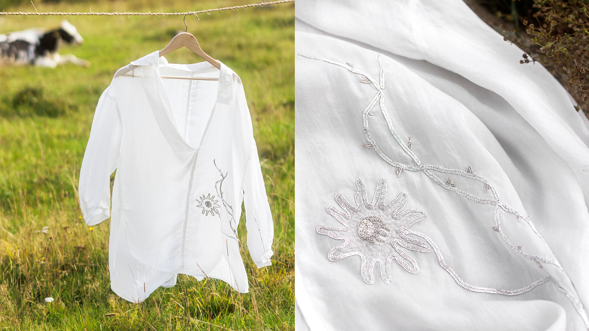 Vit skjorta med silverbrodyr