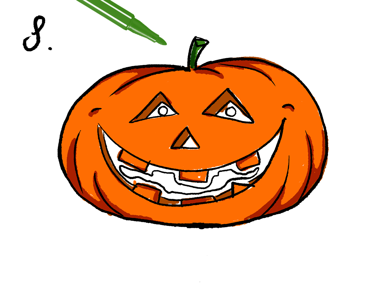 Rita en halloweenpumpa – steg 8