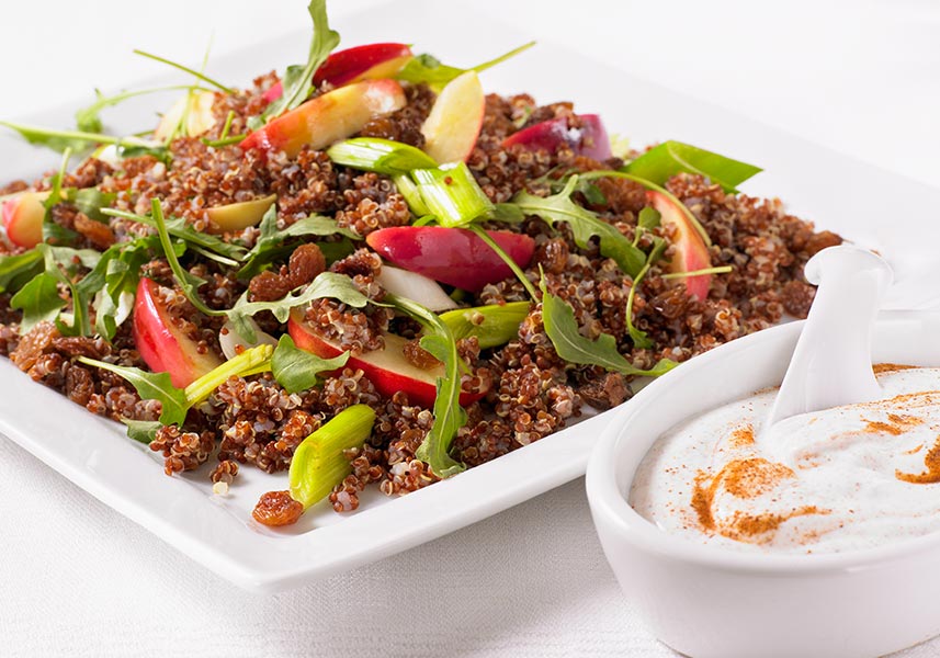 Äppelquinoa med kanelsås