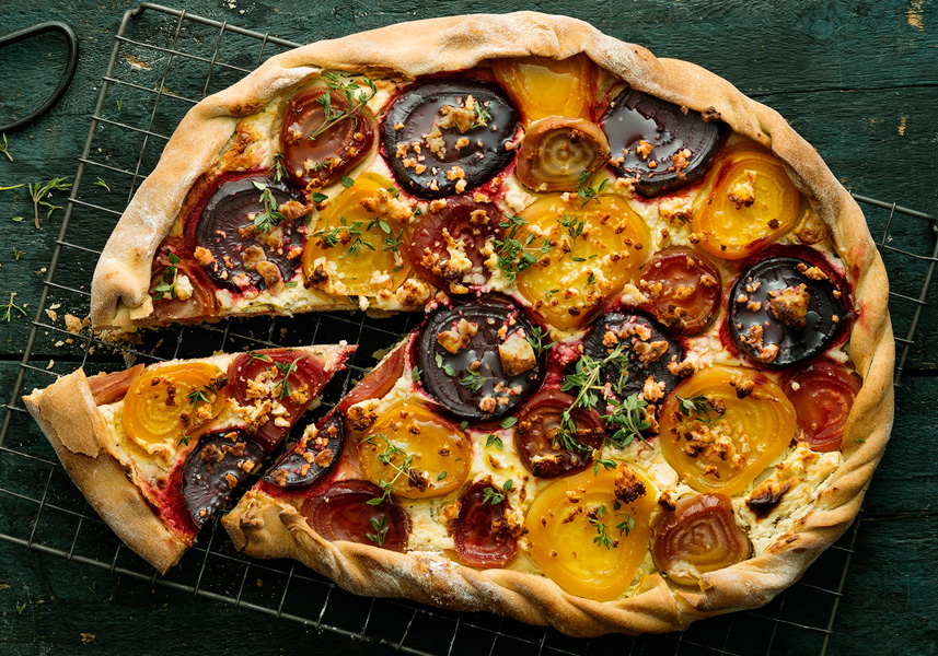 Pizzapaj med rödbetor