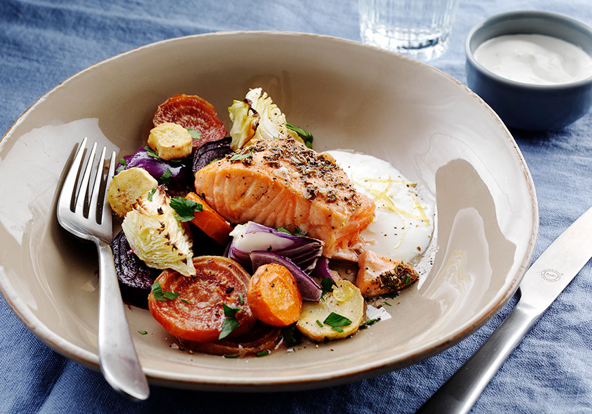 Ugnsbakad lax med flädersås