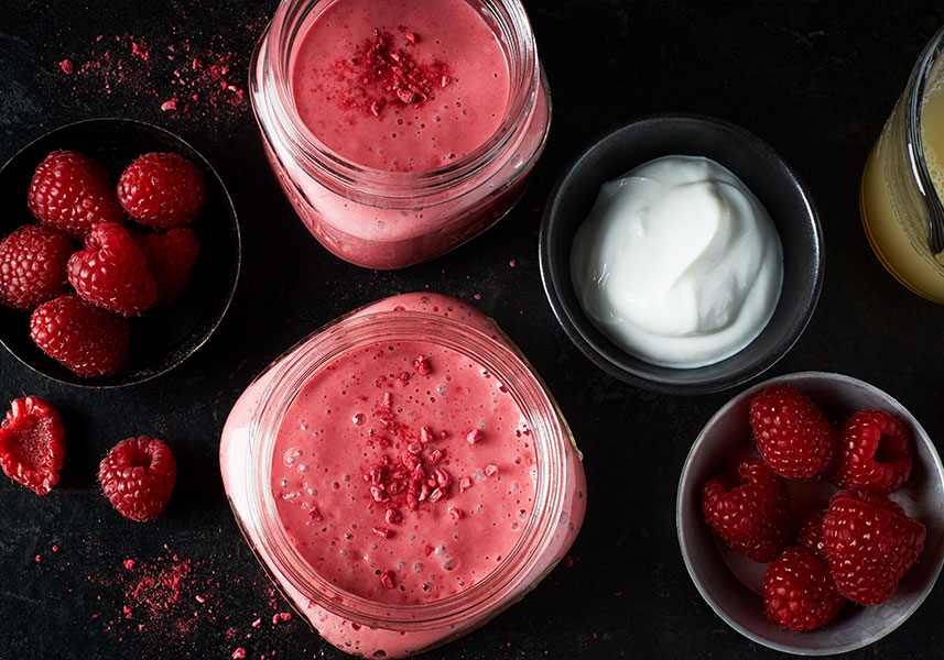 Hallonsmoothie med kvarg