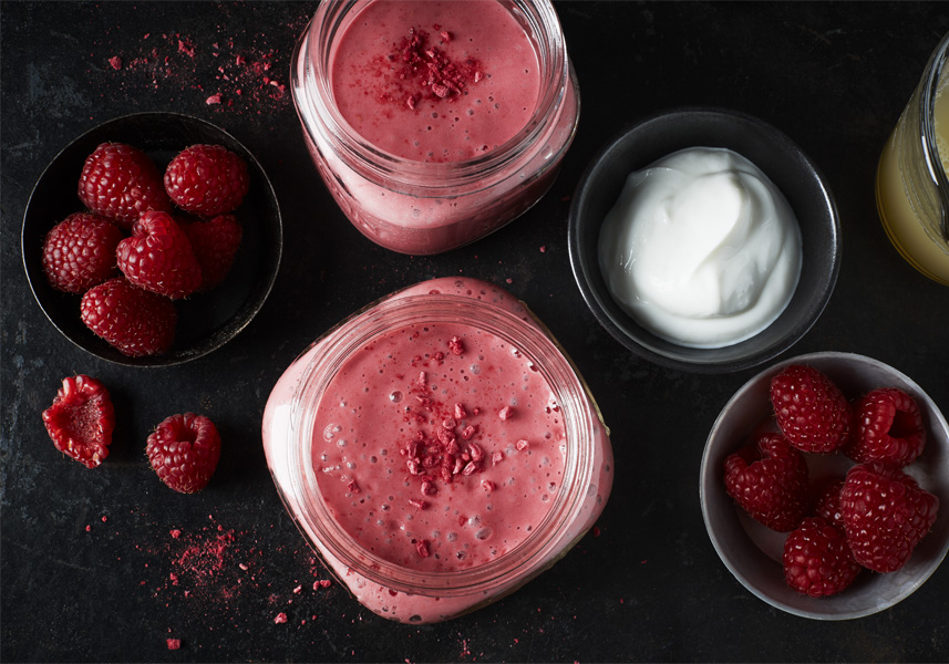 Hallonsmoothie med kvarg 