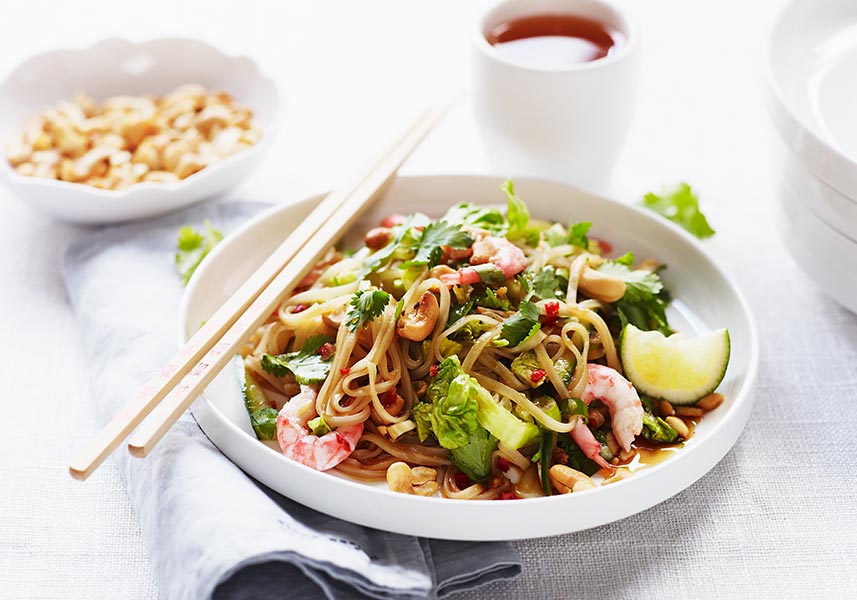 Asiatisk nudelsallad med räkor