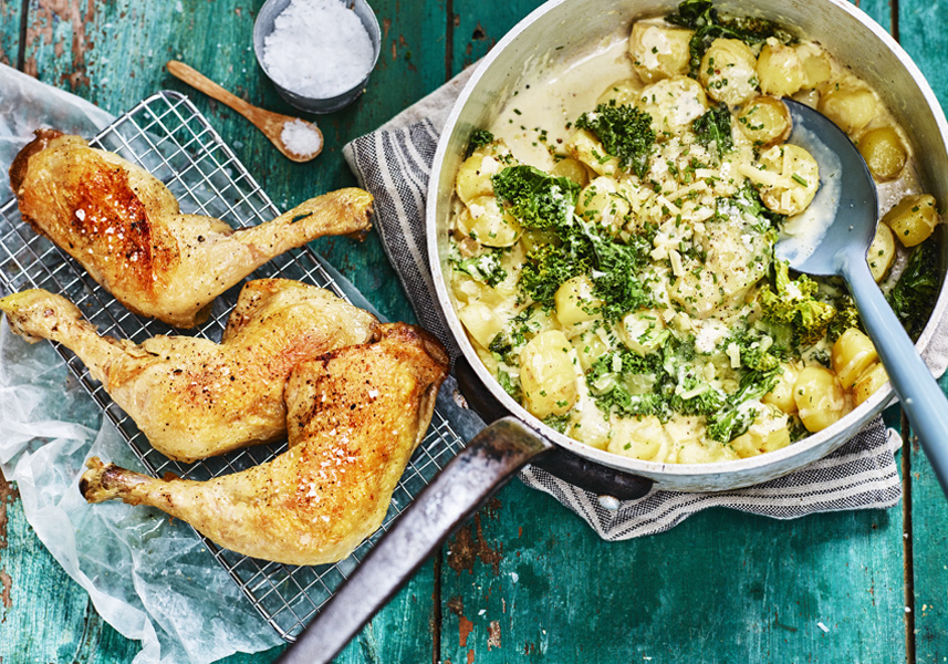 Kycklingklubbor med potatis och grönkål