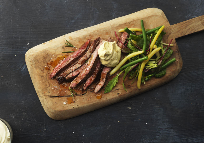 Biff med bea och bönor