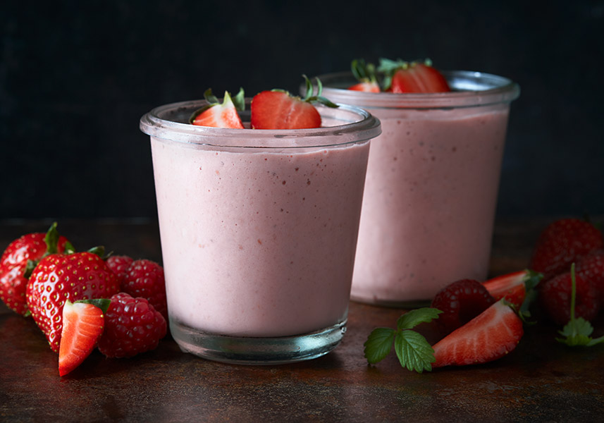 Jordgubbssmoothie med hallon