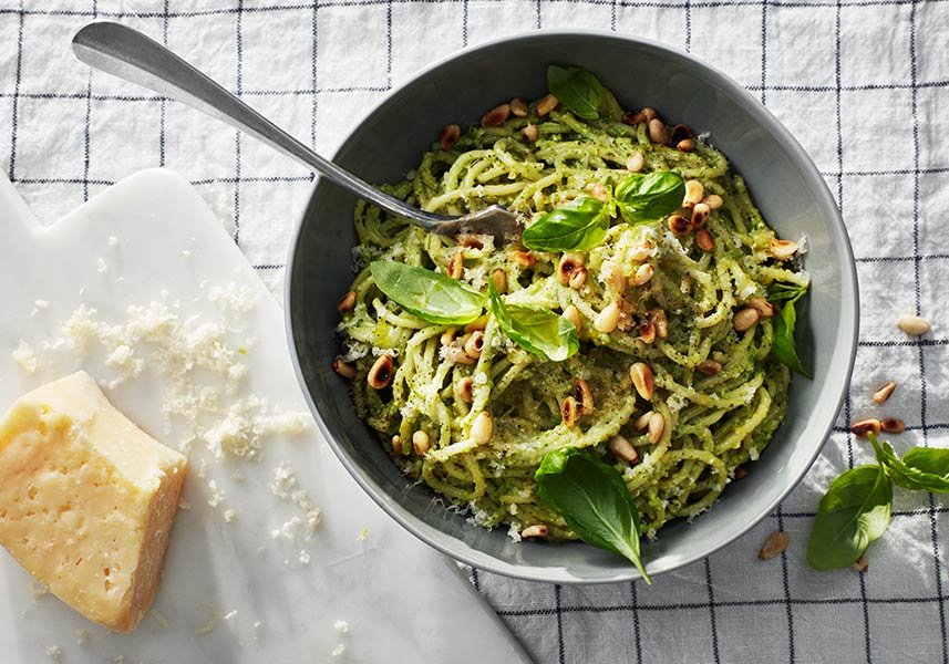 Spaghetti med krämig pesto